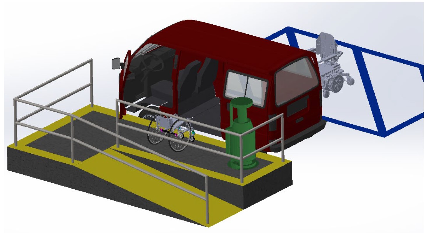 Concept solid model for accessible EV parking and charging station.