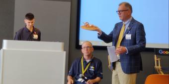 Rory Cooper, founder of the Human Engineering Research Laboratories and Rob Rutenbar, Senior Vice Chancellor for research