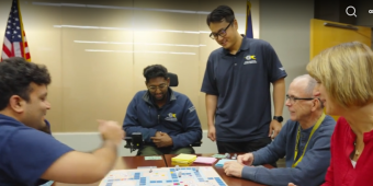 Group of individuals playing a board game