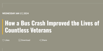 Text showing how a transportation accident improved the lives of countless veterans